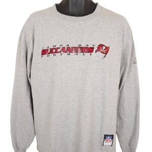 Vintage Tampa Bay Buccaneers T Shirt Mens Size Medium Gray NFL Football Reebok
